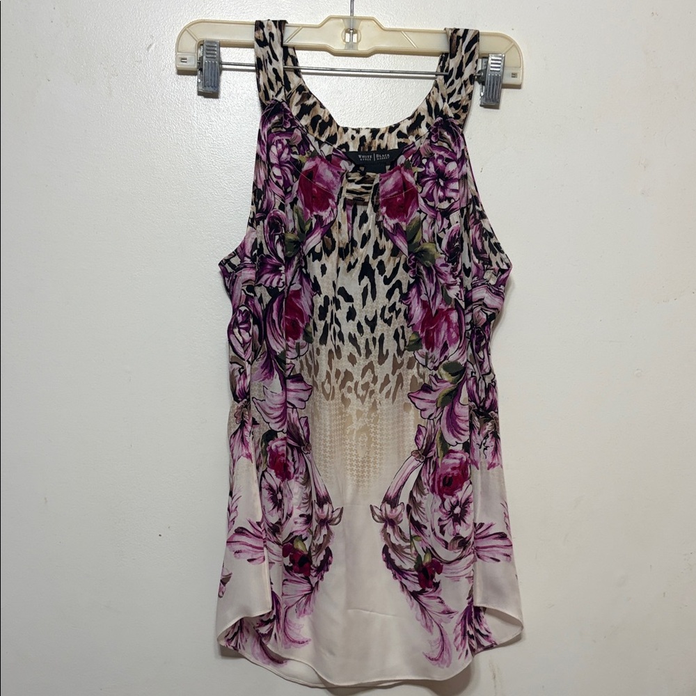 White House Black Market Floral and Animal Print Tank Top pit to pit 18”